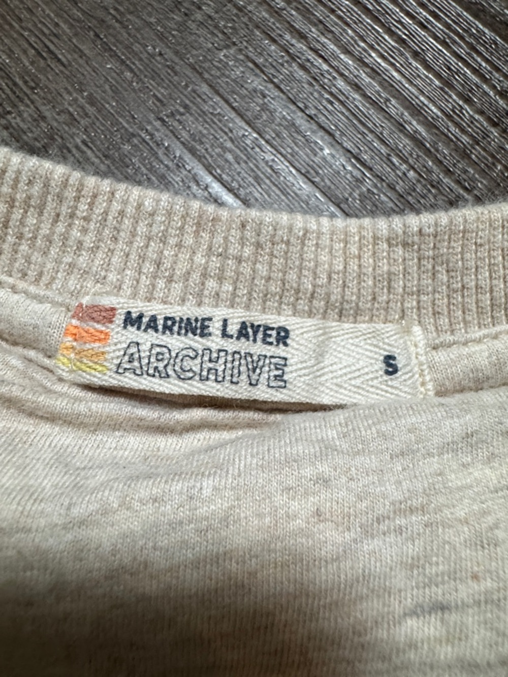 Marine Layer Cream Pullover Sweater with Red, Pink, Blue & Orange Waves - Picture 5 of 8